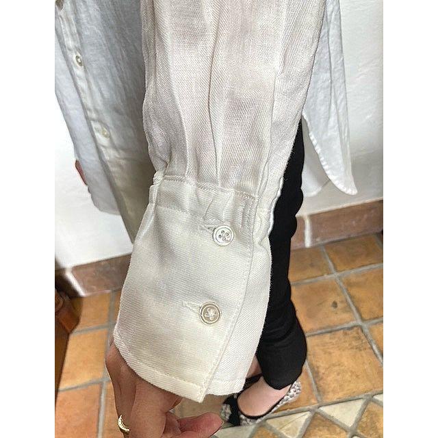 ルメランジュ シャツ ロングシャツ Le melange 6153201 綿麻 バンドカラー シャツ 001.OFF WHITE | Le Melange | 06
