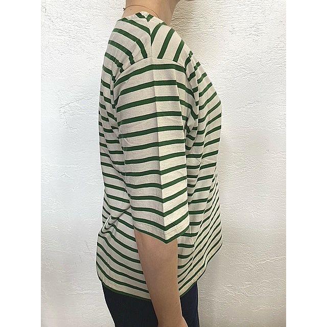 カフェッティ Tシャツ Cafetty CF-6086 ボートネックボーダー5分袖T 56.キナリ×グリーン | Cafetty | 02
