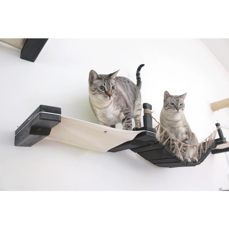 キャットタワー 取り付け 亜米利加Catastrophic Creations 壁据え置き用キャットモッドブリッジラウンジ オニキスナチュラル キャットタワー-据え置き型キャットタワー-猫用品
