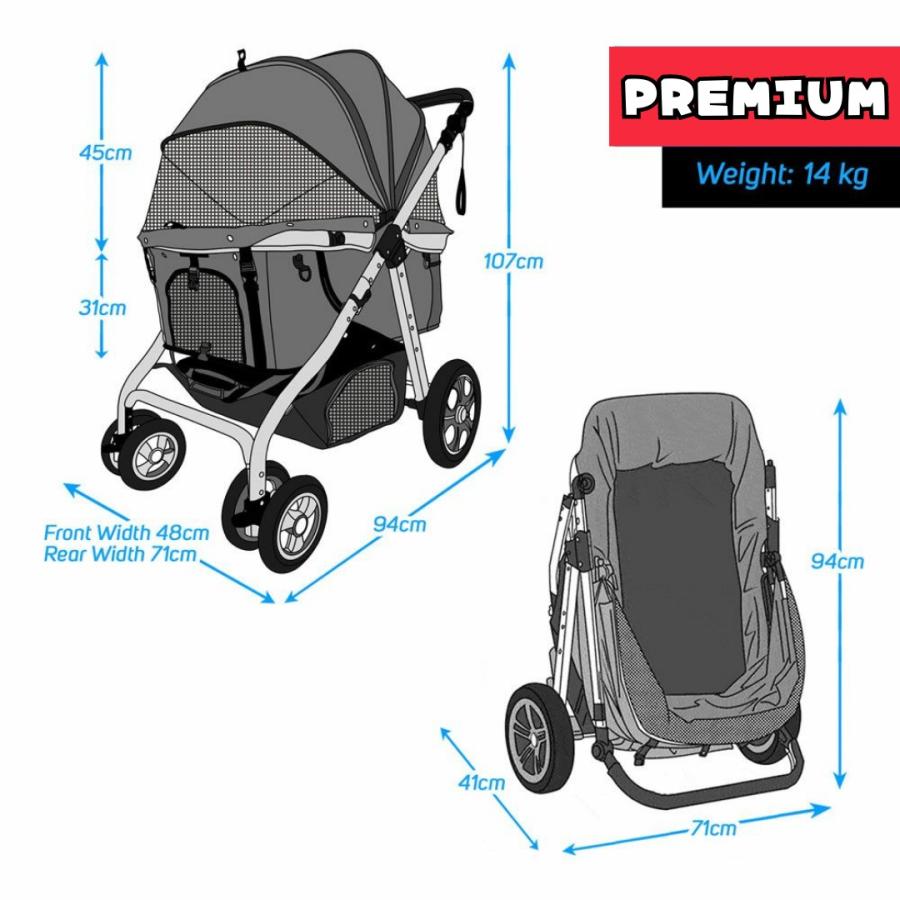 犬用 耐荷重45kg ALLWAN ペットストローラー PREMIUM カモフラージュ