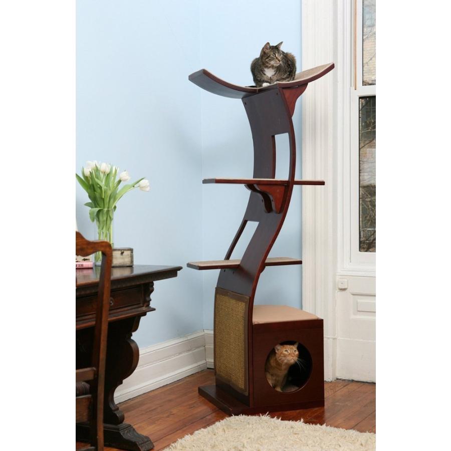 【新入荷】 キャットタワー 据え置き アメリカRefined Kind リファインドカインド ロータスキャットタワー マホガニー茶色 木製 【V1727676676】(61009円)
