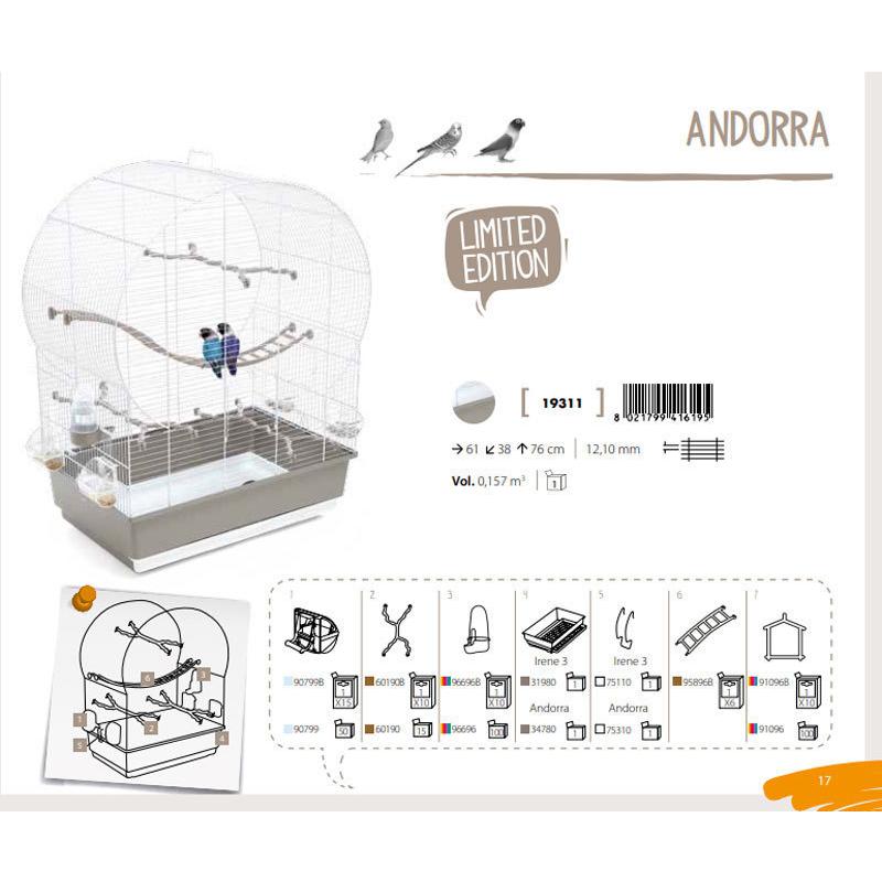 鳥かご イタリアIMAC社製カナリアインコ用ケージセット アンドーラリミテッドエディション グレージュ cm