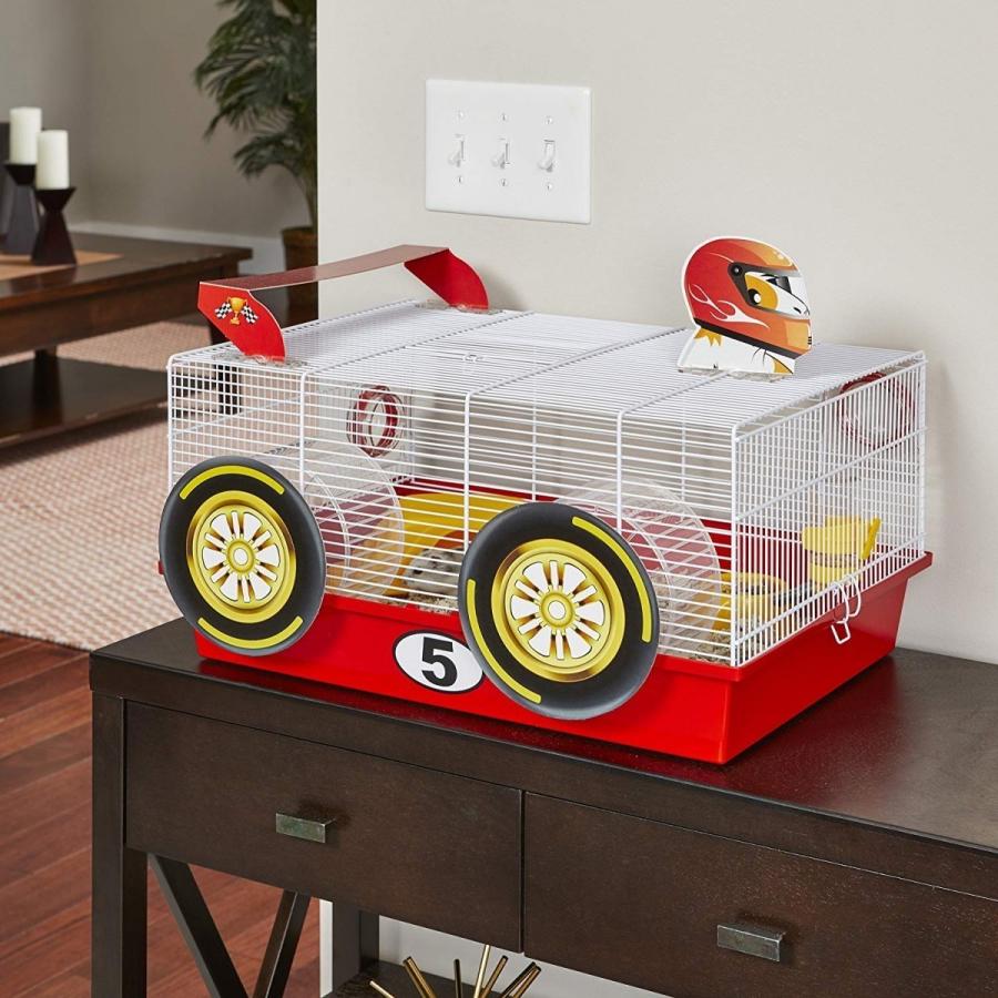 小動物ケージ ハムスターケージ アメリカ ミッドウエスト社 Critterville Race Car Hamster Home WhiteRedの画像