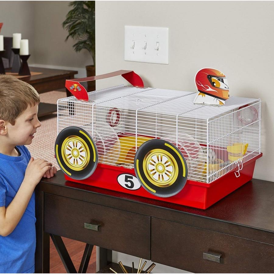 小動物ケージ ハムスターケージ アメリカ ミッドウエスト社 Critterville Race Car Hamster Home WhiteRedの画像