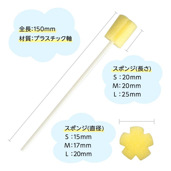 口腔ケアスポンジ プラスチック軸 S／M／L 500本 介助用口腔ケアの画像