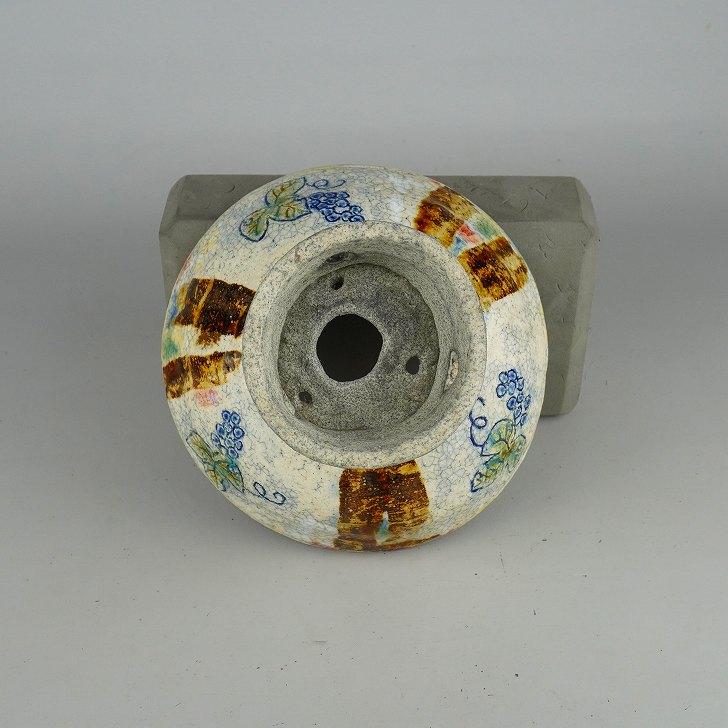 盆栽鉢 文山  越前文山 小型 長辺 約18cm 鯖江園芸 丸鉢 色絵 ぶどう 葡萄 ブドウ 高杯 釉薬 観賞用 現品 新品の画像