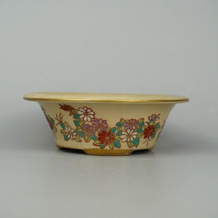誠勲堂 色絵 外縁 丸鉢 華 花 盆栽鉢 現品 中古鉢 : はニわ株式 誠勲堂 色絵 外縁 丸鉢 華 花 盆栽鉢 現品 中古鉢 : はニわ株式