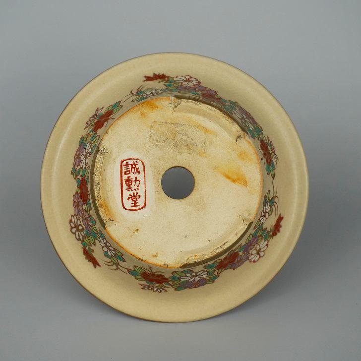 誠勲堂 色絵 外縁 丸鉢 華 花 盆栽鉢 現品 中古鉢 : はニわ株式 誠勲堂 色絵 外縁 丸鉢 華 花 盆栽鉢 現品 中古鉢 : はニわ株式