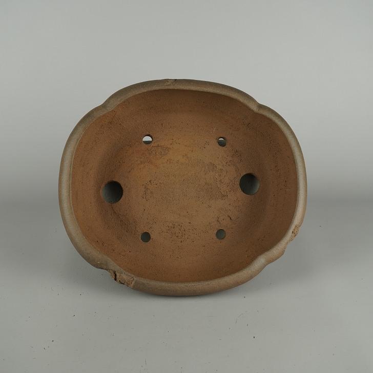 盆栽鉢 常滑 十王堂 松泉造 中型 長辺 約 26.5cm 木瓜鉢 雲足 虫喰 泥