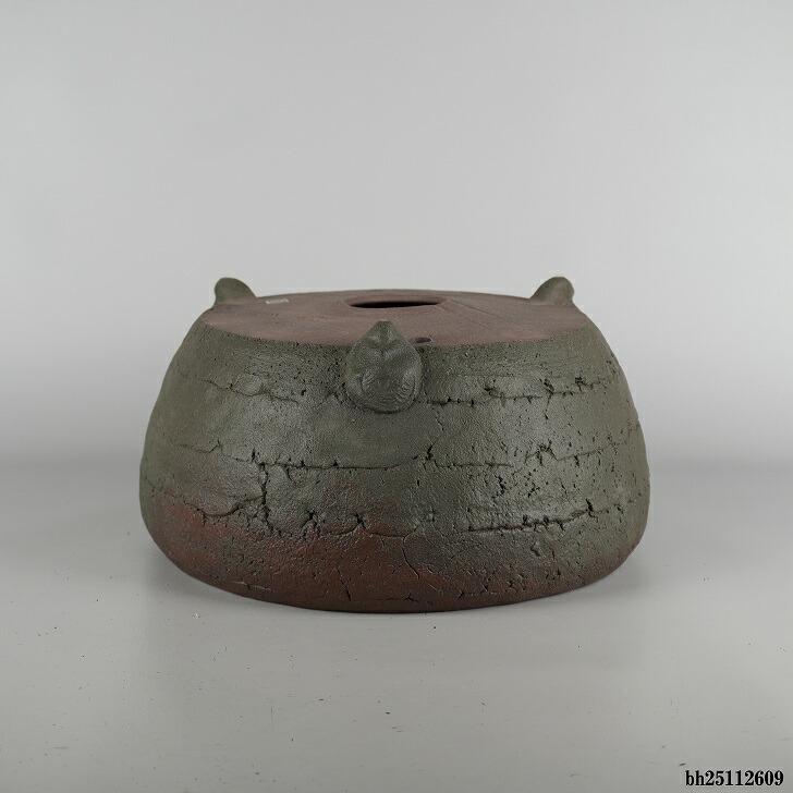 盆栽鉢 常滑 十王堂 松泉造 中型 長辺 約 30cm 丸鉢 古銭 模様 現品 