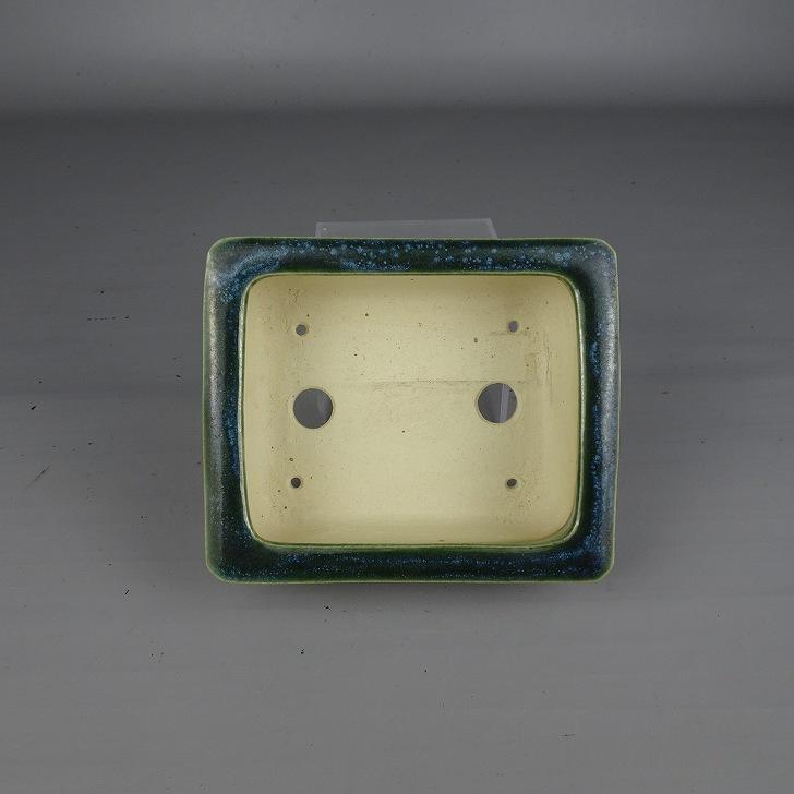 盆栽鉢 桂雲 福田桂雲 小型 長辺 約 12.1cm 長方鉢 下帯 釉薬 現品 新品の画像