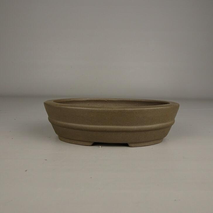 中古】 盆栽鉢 常滑 柴勝 小型 長辺 約 12.4cm 楕円鉢 中帯 泥物 現品