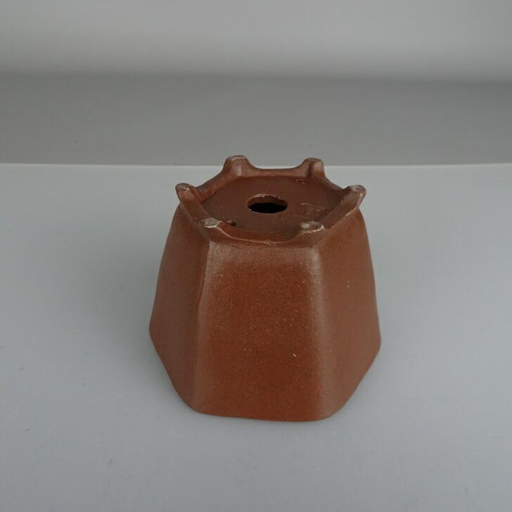 盆栽鉢 常滑 柴勝 小鉢 長辺 約 9.8cm 六角鉢 泥鉢 現品 新品 : はニわ