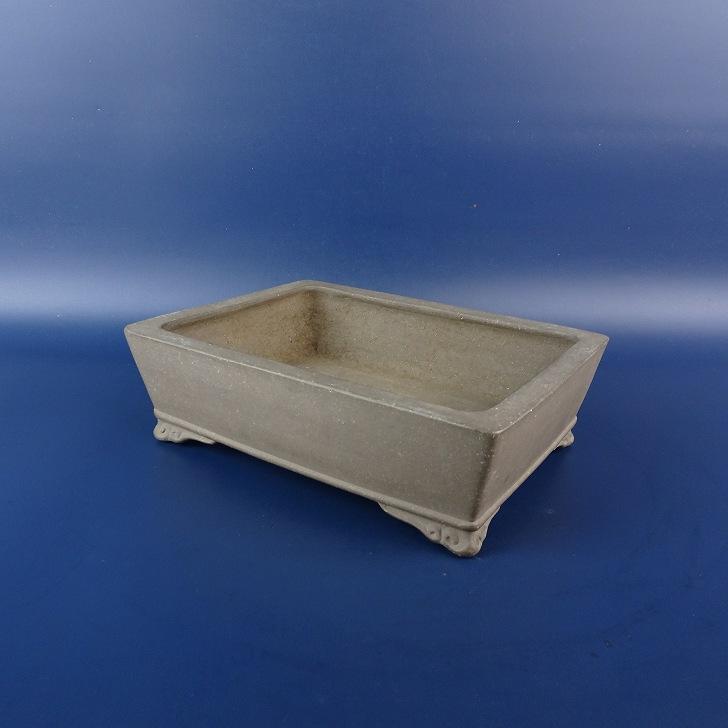 【中古】盆栽鉢 常滑 峰輝堂 小型 長辺 約 17.5cm 長方鉢 下帯 雲足 泥物 現品 中古鉢_1