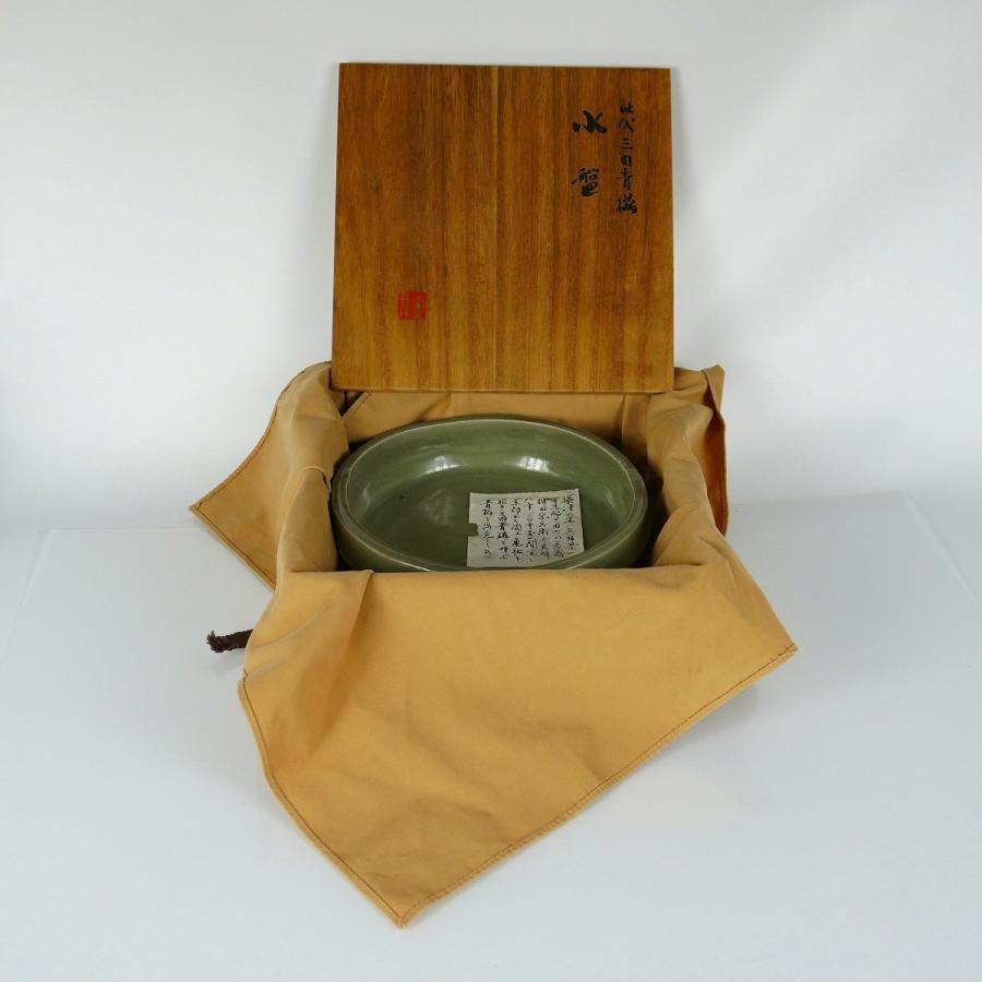 【中古】溜め桶 青磁丸形 箱付き添い人