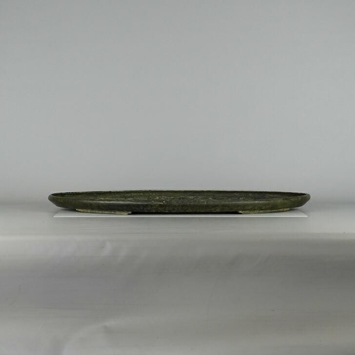 中古】水盤 銅水盤 大型 長辺 約55.5cm 楕円 落款なし 銅盤 小判 鉢