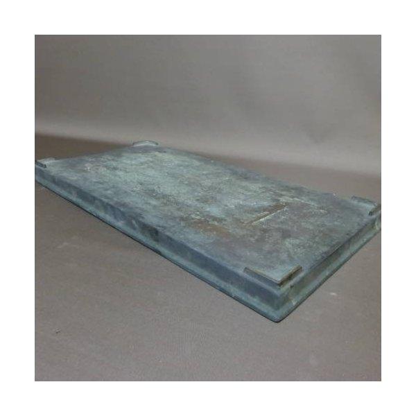 中古】水盤 銅水盤 大型 長辺 約60cm 長方 銅盤 鉢 水石 盆栽 花器