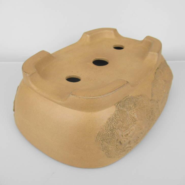 和泉窯 松下益久 盆栽鉢 長方 泥鉢 龍 浮彫 現品 新品 : はニわ株式