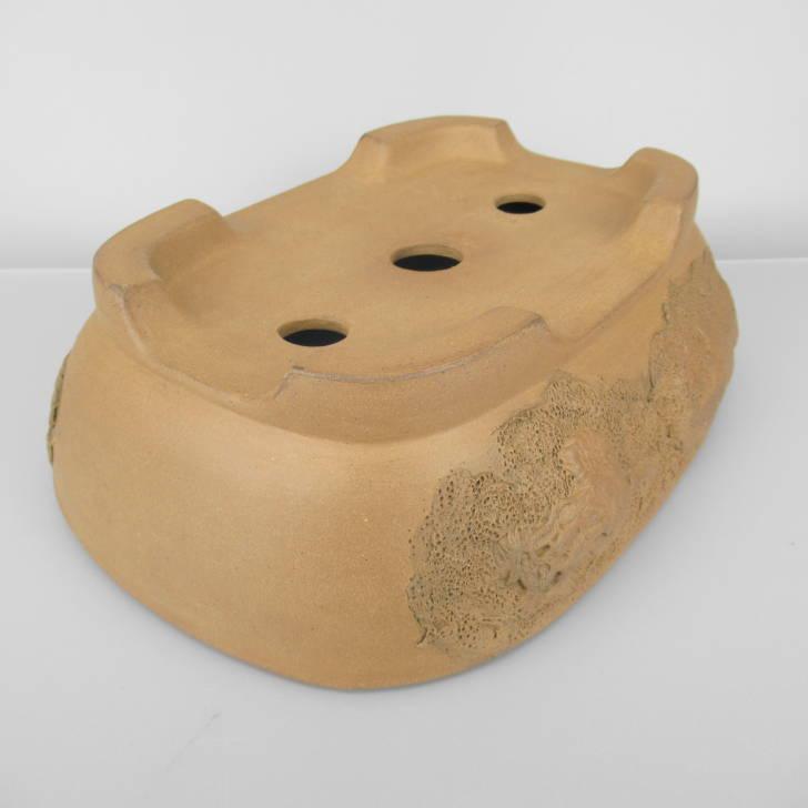 和泉窯 松下益久 盆栽鉢 長方 泥鉢 龍 浮彫 現品 新品 : はニわ株式