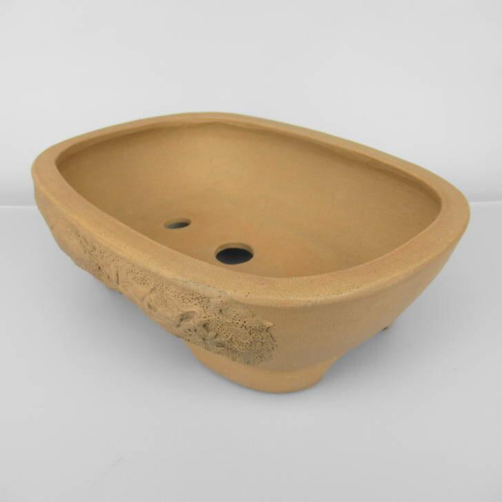 和泉窯 松下益久 盆栽鉢 長方 泥鉢 龍 浮彫 現品 新品 : はニわ株式
