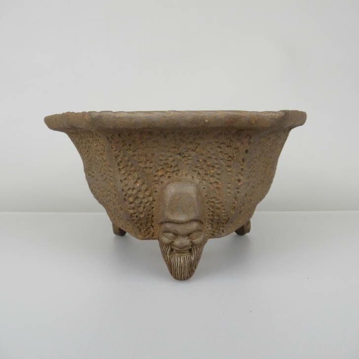 陶雀 鬼宝堂 林陶雀 盆栽鉢 泥鉢 六角 人面足 現品 新品 : はニわ株式