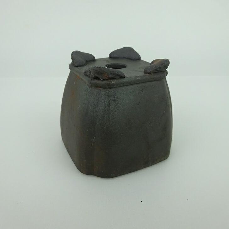 盆栽鉢 青香 小鉢 長辺 約6.5cm 正方鉢 隅入 雲足 下帯 泥物 現品 : は