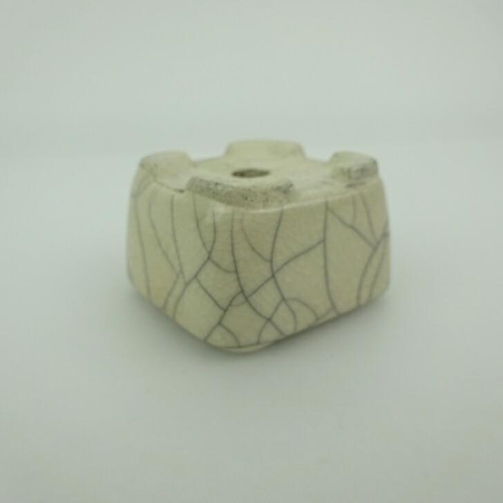 盆栽鉢 青香 豆鉢 長辺 約4.6cm 正方鉢 貫入 釉薬 現品 : はニわ株式
