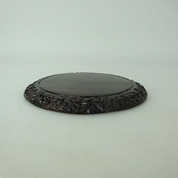 中古】 花台 地板 丸卓 長辺 約11.5cm 飾台 木製 小品卓 卓 盆栽