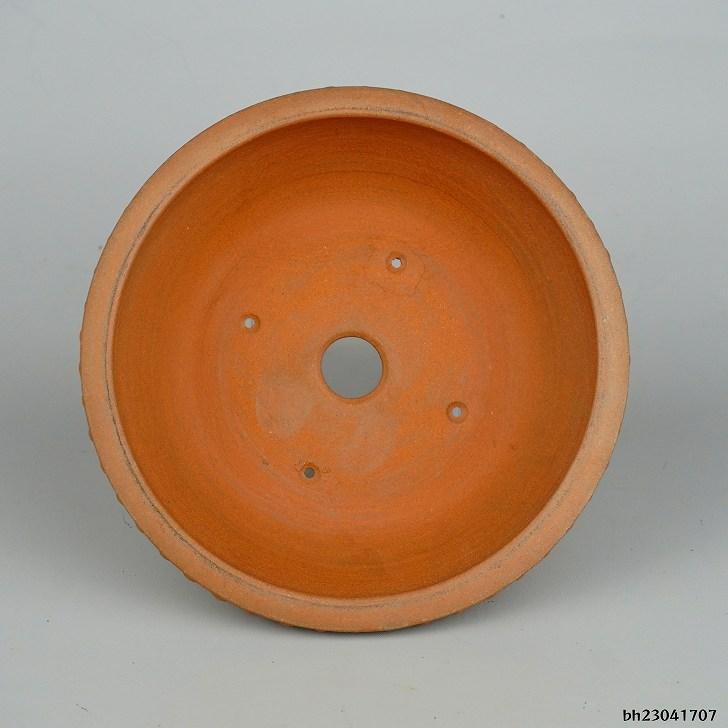 盆栽鉢 常滑 樹晃 鴻陽陶園 小型 長辺 約14.5cm 丸鉢 鋲打 泥物