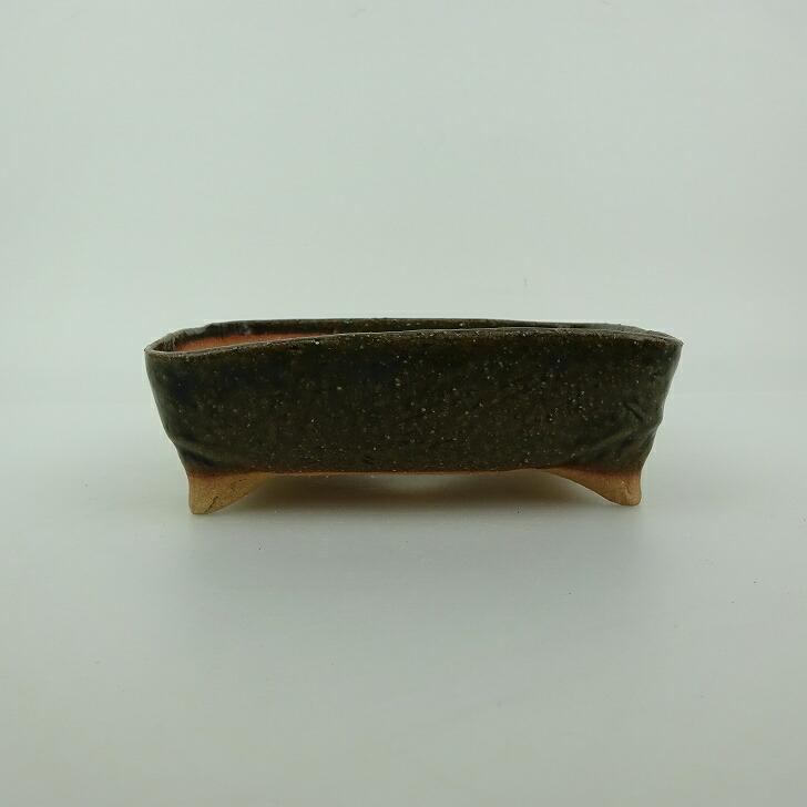 盆栽鉢 ゆうき祥石 小型 長辺 約 13.4cm 長方鉢 釉薬 現品 新品 : はニ