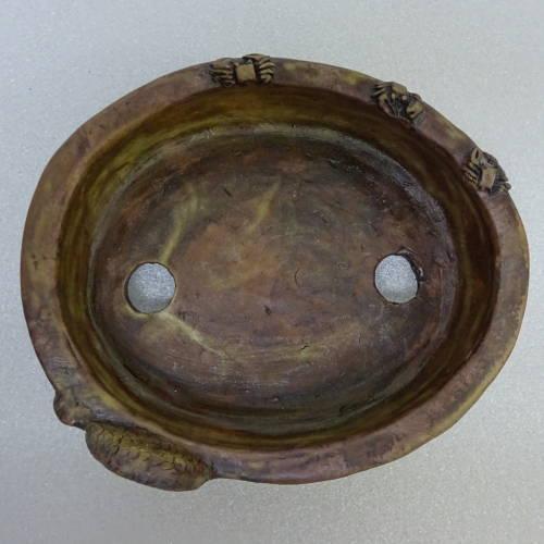 盆栽鉢 谷 嵐山 紫泥竜浮彫籠目楕円鉢 新品 : はニわ株式会社 Yahoo