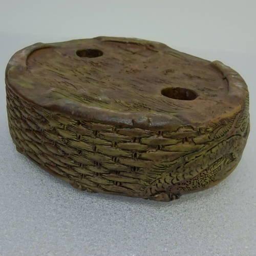 盆栽鉢 谷 嵐山 紫泥竜浮彫籠目楕円鉢 新品 : はニわ株式会社 Yahoo