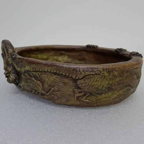 盆栽鉢 谷 嵐山 紫泥竜浮彫籠目楕円鉢 新品 : はニわ株式会社 Yahoo