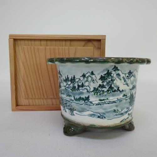 未使用 陶翠 盆栽鉢(八角)【木箱つき】 盆栽鉢 陶翠 箱付き