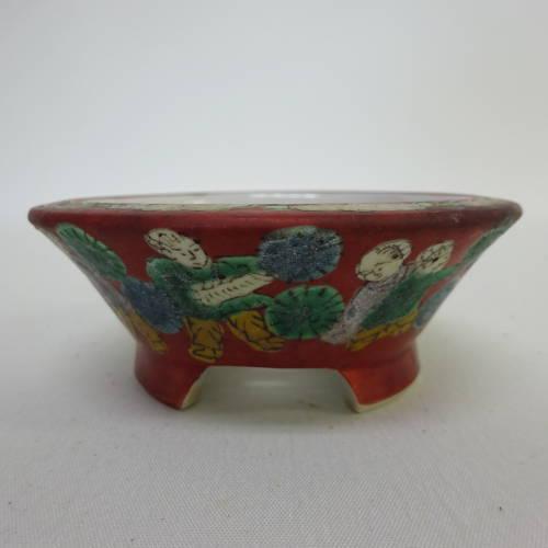 九谷　盆栽鉢 楽天市場】九谷一向 山水画剣木瓜盆栽鉢（共箱、共布付き）【代引き