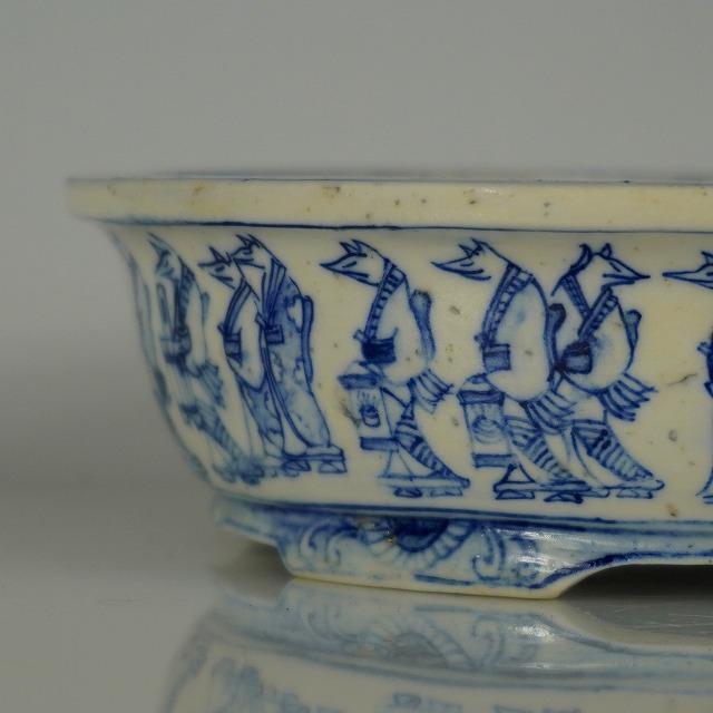 盆栽鉢　絵鉢　染付鉢　ミニ鉢　勝山落款 盆栽鉢絵鉢染付鉢ミニ鉢勝山落款