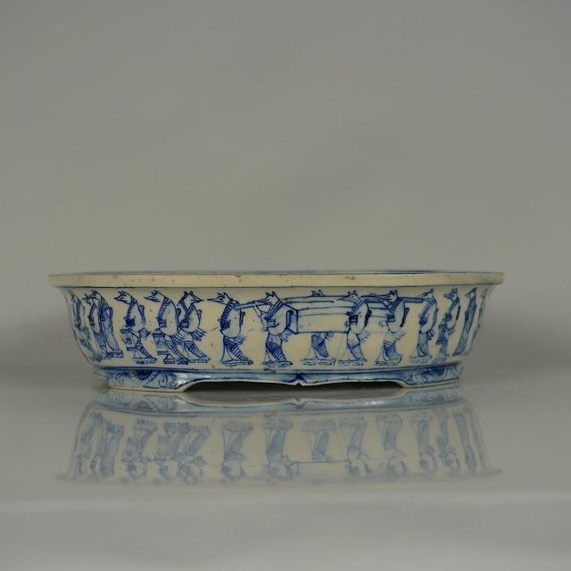 盆栽鉢絵鉢染付鉢ミニ鉢勝山落款