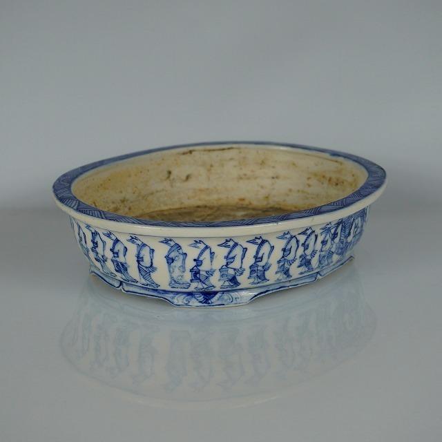 盆栽鉢　絵鉢　染付鉢　ミニ鉢　勝山落款 盆栽鉢絵鉢染付鉢ミニ鉢勝山落款