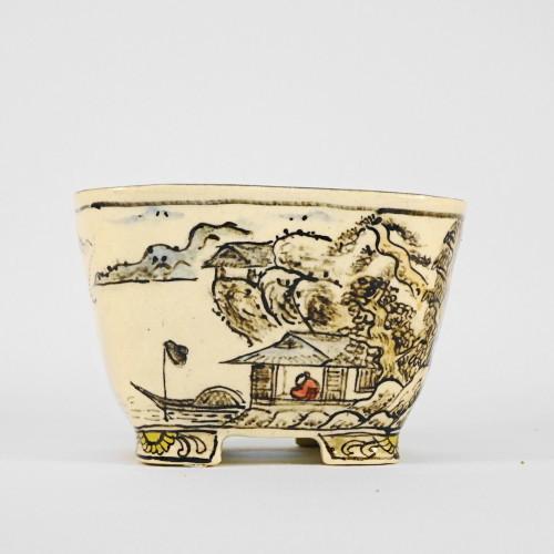 盆栽鉢 上州勝山画 寿ボデー 箱付き 五彩山水図 正方鉢 : はニわ株式