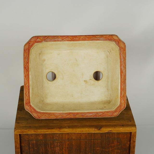 盆栽鉢　　月香 盆栽鉢 月香 赤絵隅切長方鉢 箱付き : はニわ株式会社 Yahoo!ショップ