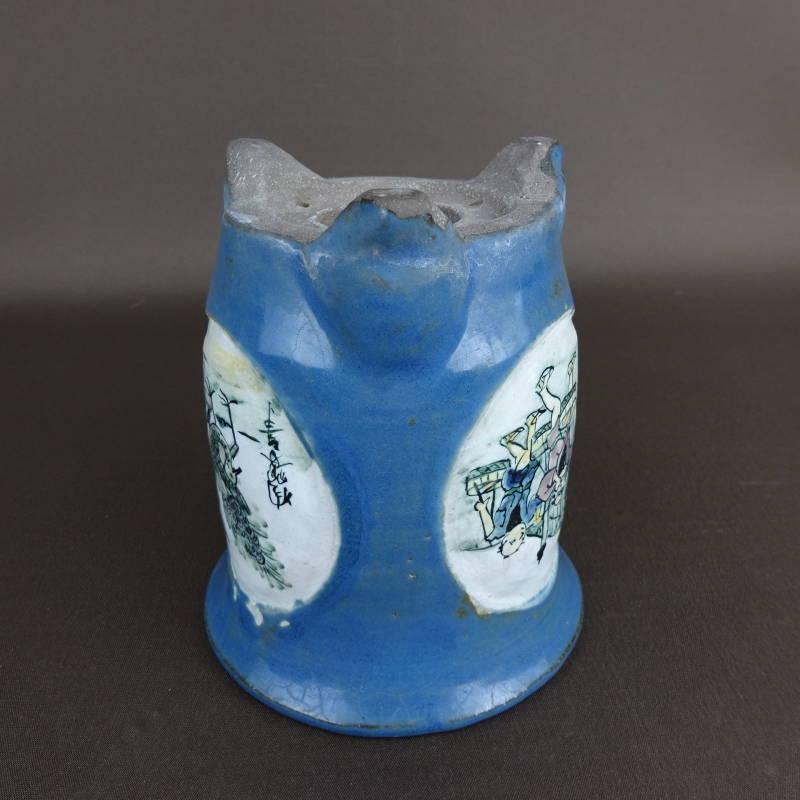 022.【陶翠窯】 ワン型長角額画/３.6号盆栽鉢/植木鉢 楽天市場】【中古】盆栽鉢 陶翠 陶翠筆 色絵 山水図 外縁 丸鉢