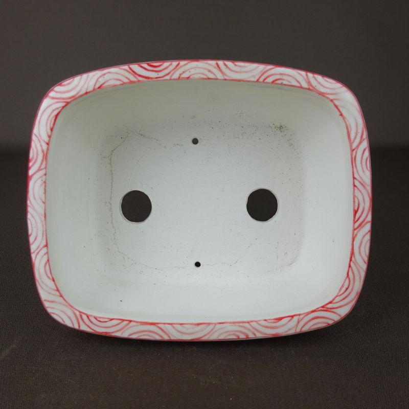 盆栽鉢　ゆうき祥石ボディー　高山画 盆栽鉢 高山画 ゆうき祥石ボデー 赤絵 長方鉢