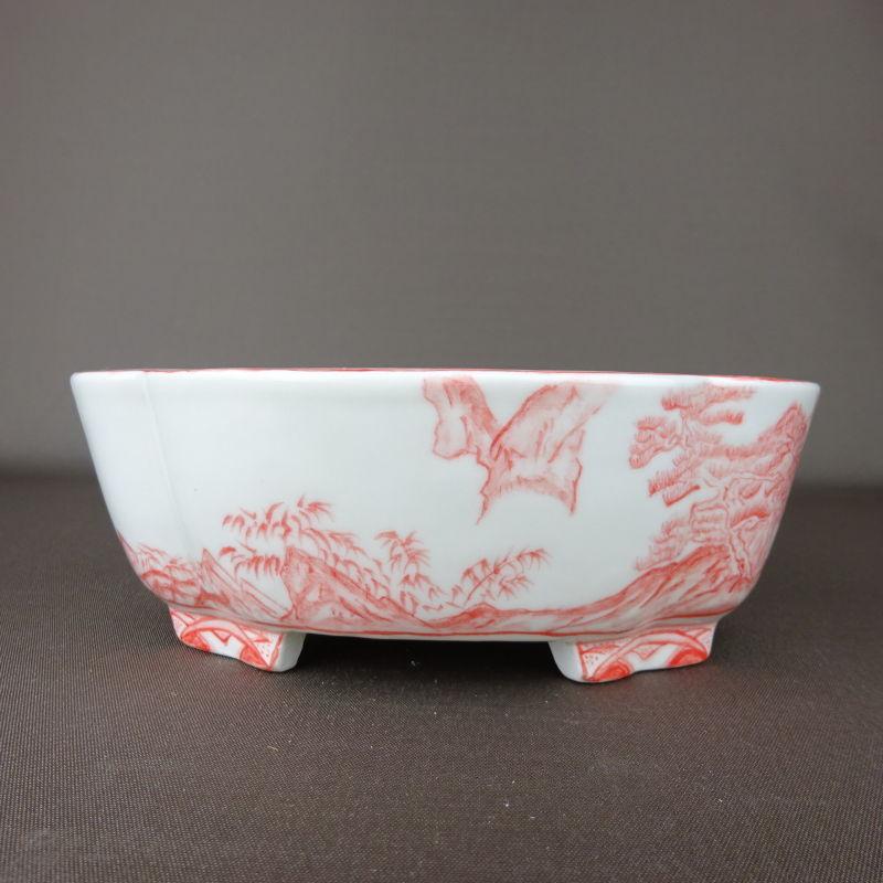 盆栽鉢　ゆうき祥石ボディー　高山画 盆栽鉢 高山画 ゆうき祥石ボデー 赤絵山水図 : はニわ株式会社 Yahoo