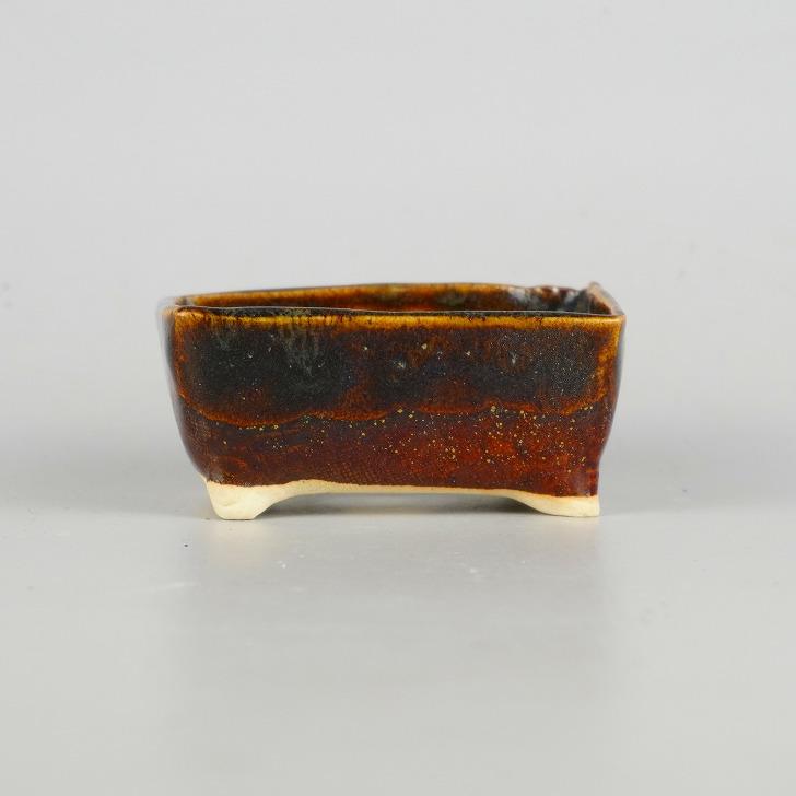 祥石長方鉢 盆栽鉢 ゆうき祥石 小鉢 長辺 約 8cm 長方鉢 釉薬 新品 数量物 : はニ