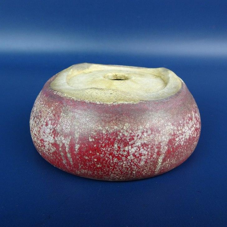 【中古】盆栽鉢 美功 小鉢 長辺 約 9.5cm 丸鉢 釉薬 現品 中古鉢の画像