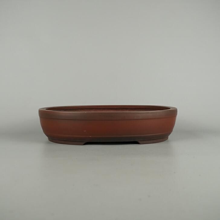 中古】盆栽鉢 常滑 美芸造 中型 長辺 約 31cm 楕円鉢 上下帯 泥物 現品