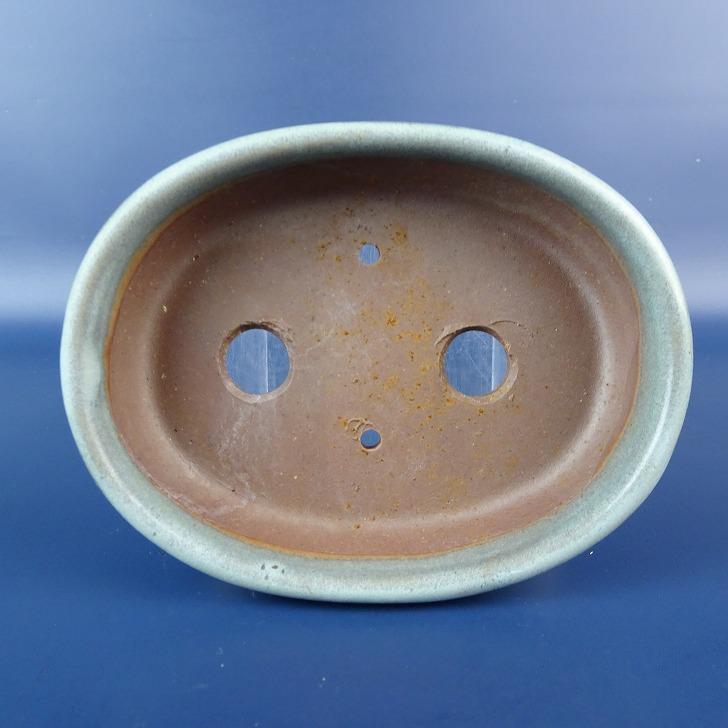 中古】盆栽鉢 線栽 小型 長辺 約11.5cm 楕円鉢 釉薬 現品 中古鉢 中古】盆栽鉢 線栽 小型 長辺 約11.5cm 楕円鉢 釉薬 現品 中古鉢