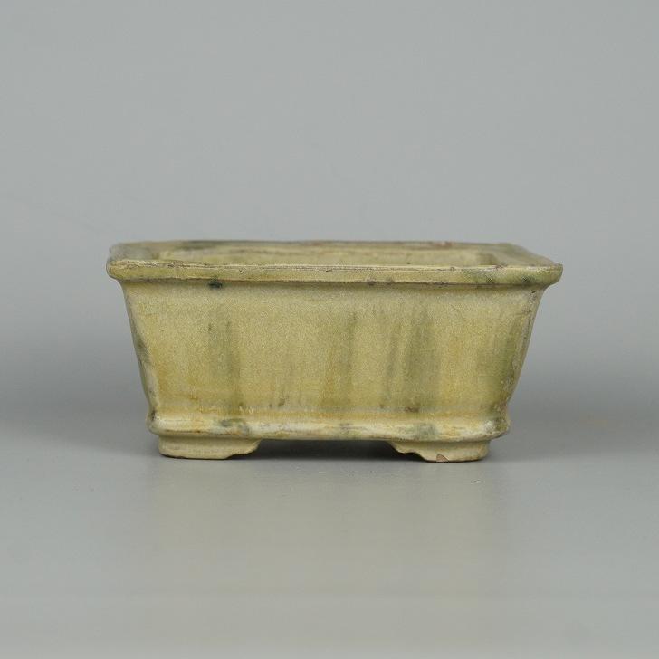 秀峰長方鉢 中古】 盆栽鉢 常滑 秀峰 小型 長辺 約12cm 長方鉢 釉薬 現品 中古鉢
