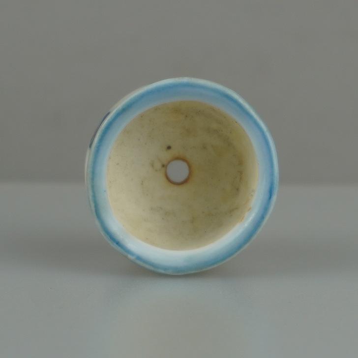 【中古】 盆栽鉢 初代 祥石 豆鉢 長辺 約 3.8cm 丸鉢 縁付 色絵 毬 まり マリ ミニ鉢 観賞用 現品 中古鉢の画像