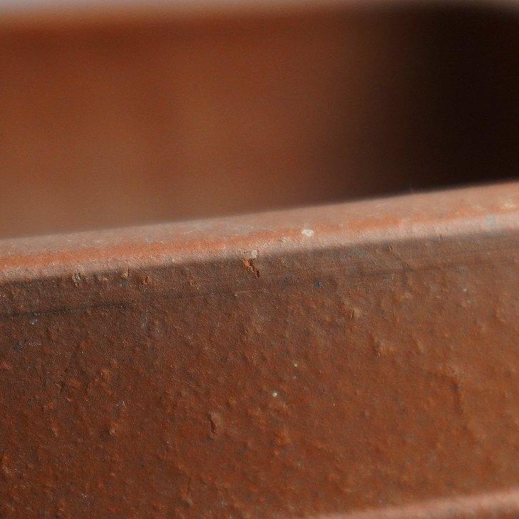 中古】盆栽鉢 常滑 銭号 小型 長辺 約18.5cm 長方鉢 撫角 上下帯